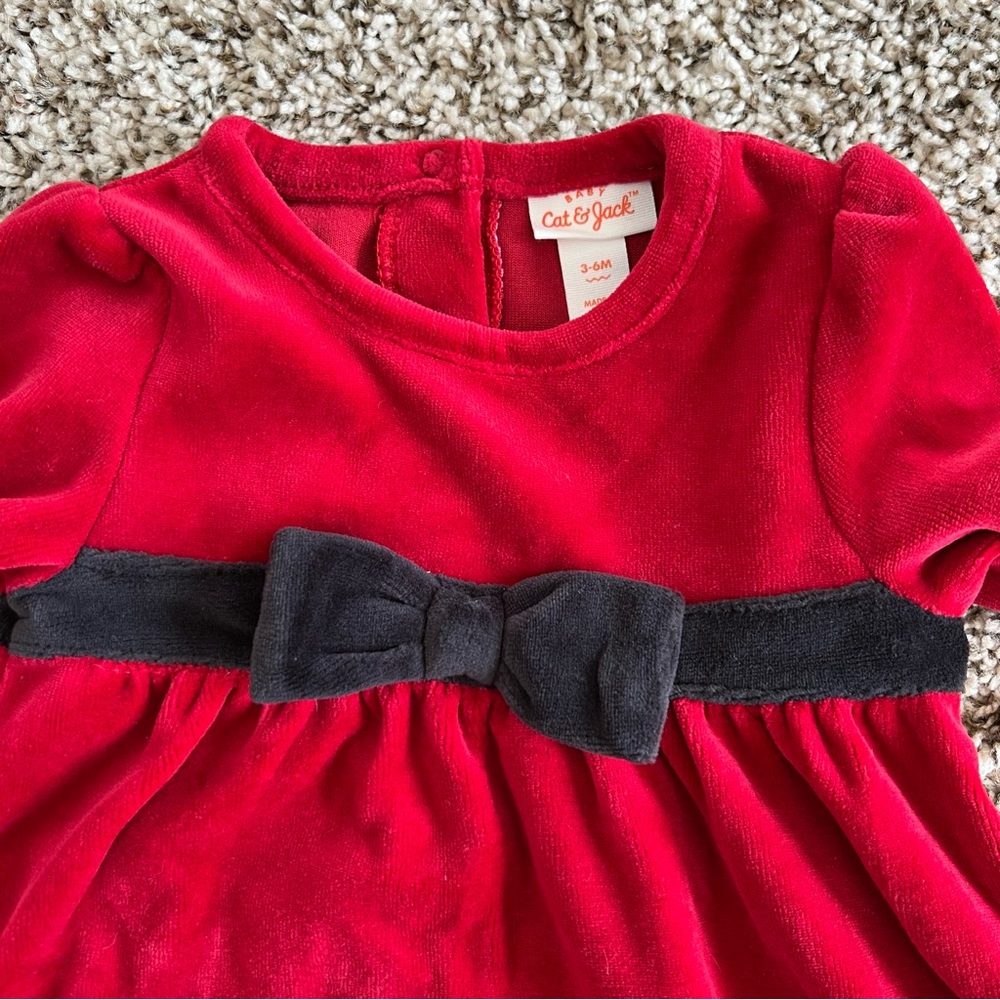 Cat & Jack Red Christmas 2 piece outfit. Size 3-6 months. Top and pants. NWT - Picture 3 of 9
